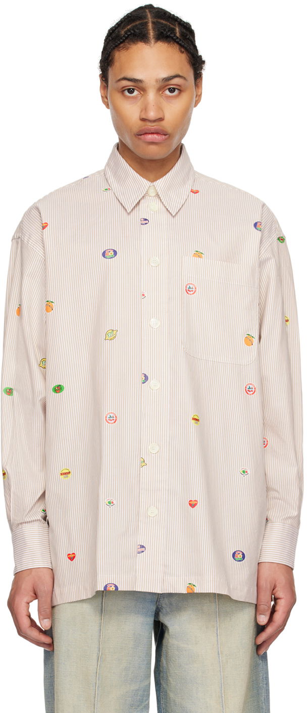 Paita KENZO Paris Fruit Stickers Shirt Beige | FE55CH5079A1