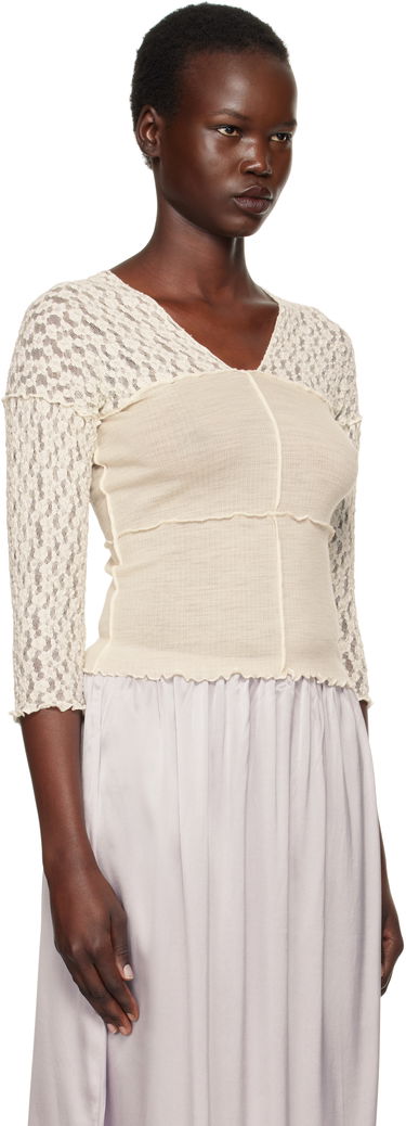 Crop top Baserange Nehru Long Sleeve T-Shirt Valkoinen | TONLS-LA-SP25, 1