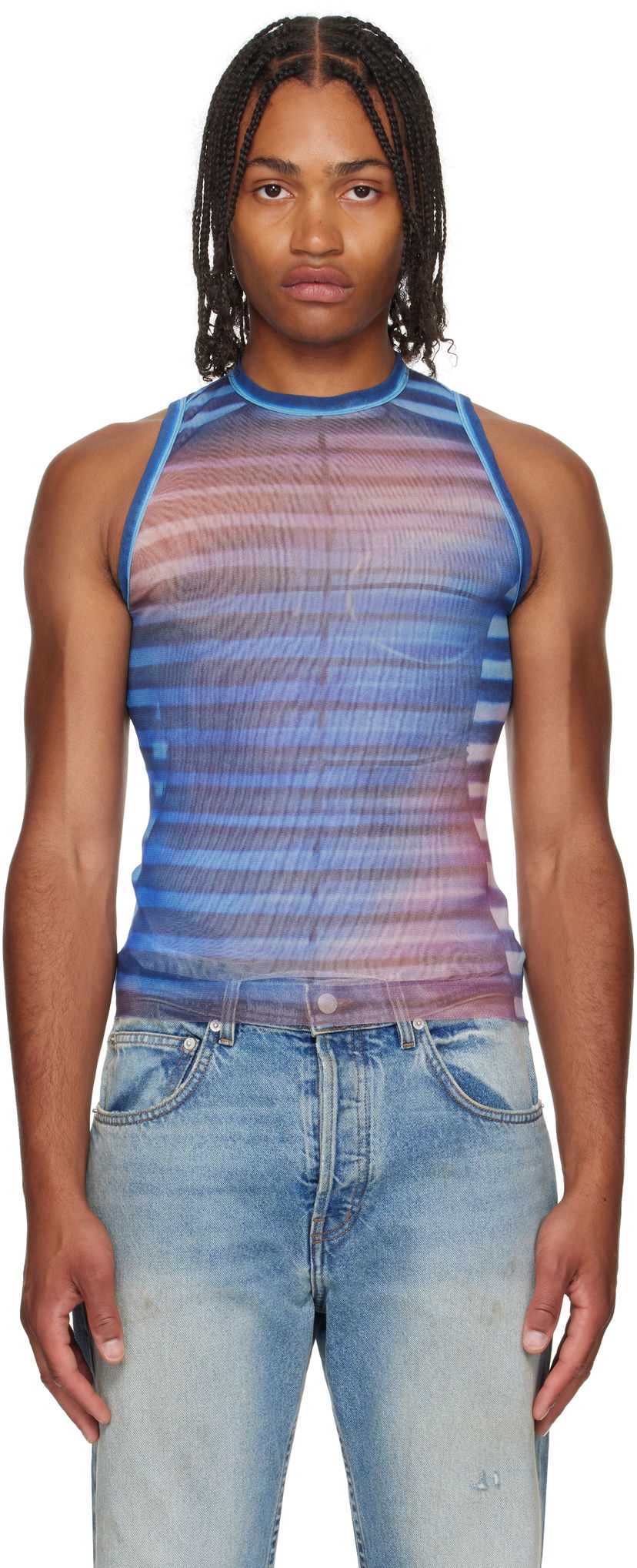 Tankkitoppi Jean Paul Gaultier Jean Paul Gaultier 'The Air' Striped Tank Top Sininen | 25/03-W-TO332-M005P-565034