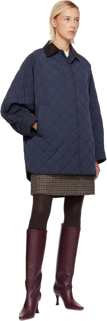 Takki Max Mara Pepato Quilted Jacket with Corduroy Collar Tummansininen | 2525496102600, 3