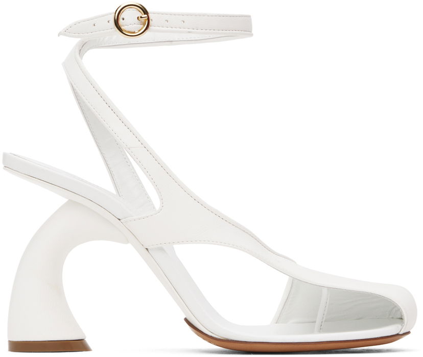 Asusteet Dries Van Noten Dries Van Noten Leather Heeled Sandals Valkoinen | WS242-679-112