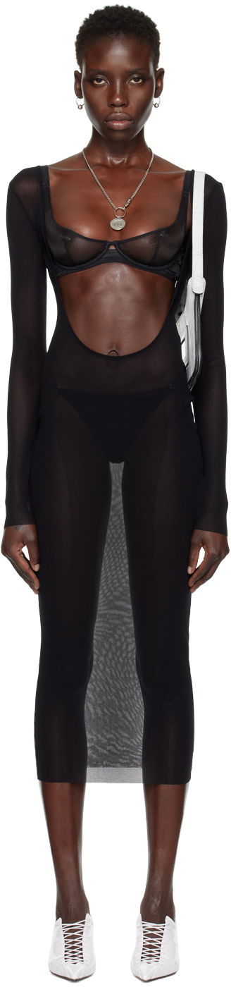Mekko Jean Paul Gaultier Jean Paul Gaultier Shayne Oliver Edition Mesh Midi Dress Musta | 24/27-F-RO187I-T001-0000
