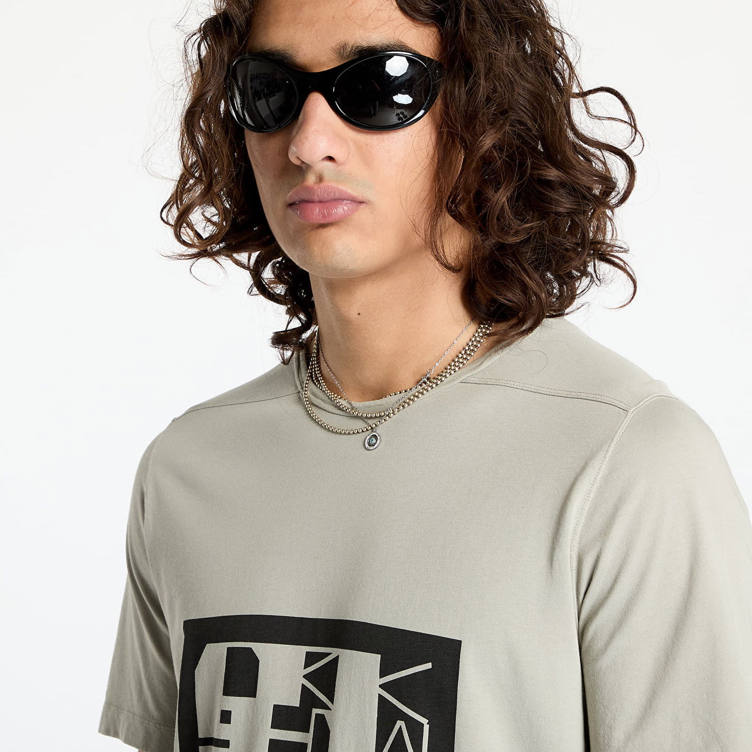 T-paita Rick Owens DRKSHDW Knit Level T-Shirt Beige | DU02D2250 RNEP2P 0809, 1