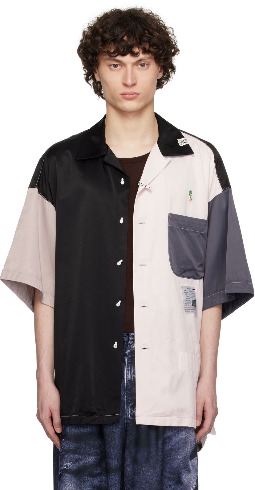 Paita Maison MIHARA YASUHIRO MIHARA YASUHIRO Crazy Pattern Short-Sleeve Shirt Musta | J14SH185