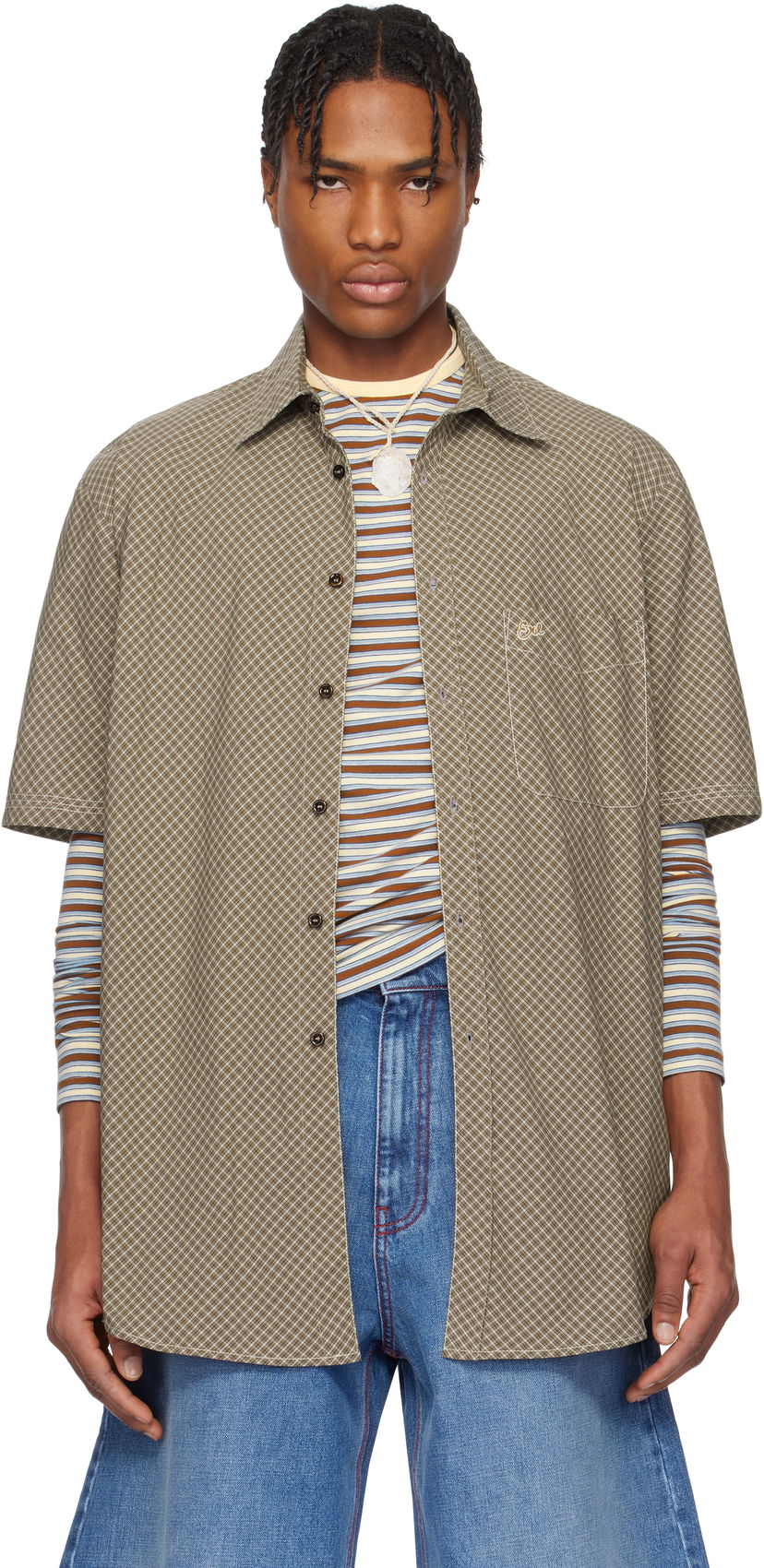 Paita ERL ERL Mini Plaid Short Sleeve Shirt Vihreä | ERL10B011