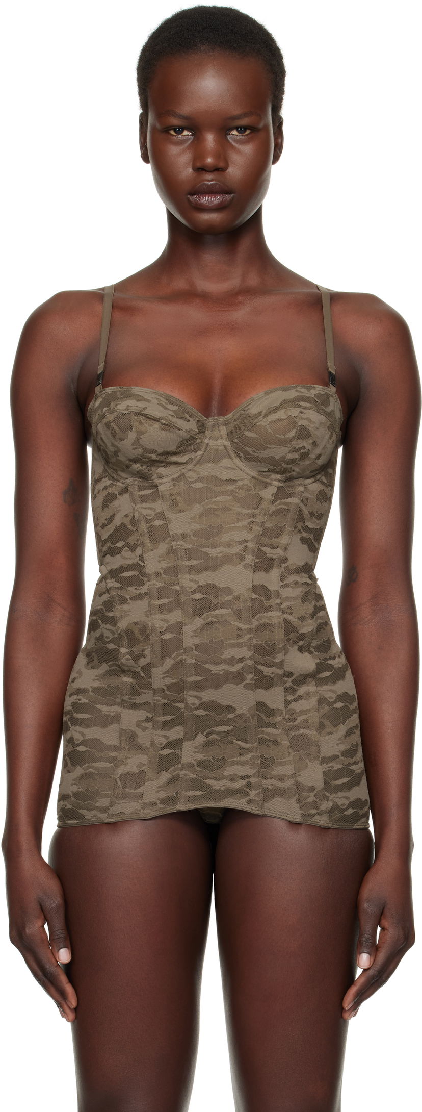 Body Diesel Camo Lace Slip Corset Vihreä | A15609 0LKBX