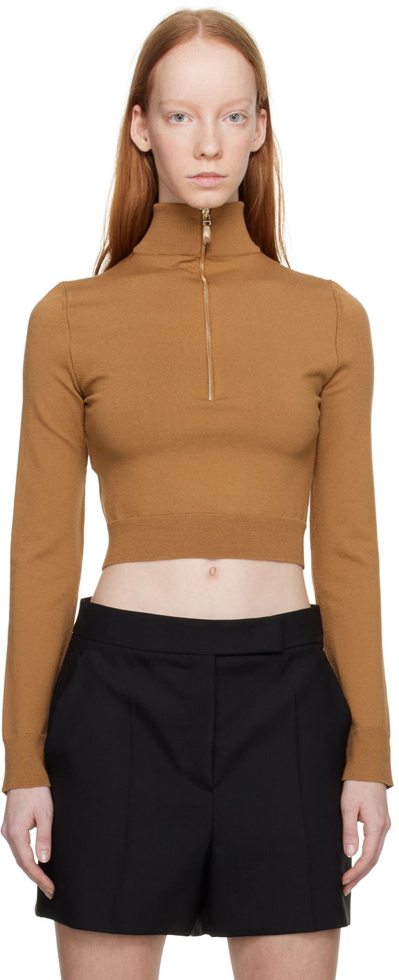 Villapaita Max Mara Max Mara Balbo Cropped Mock Neck Sweater Ruskea | 2313611031600 13611031