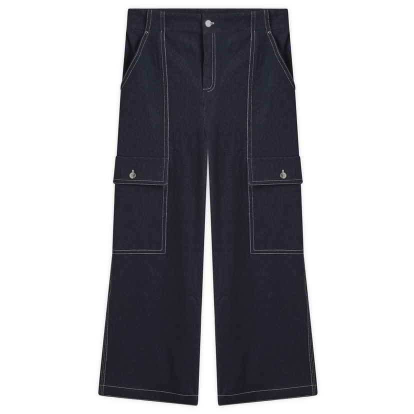 Cargo housut Max Mara Max Mara Colle Cargo Wide-Leg Jeans, Size Large Tummansininen | 2511781028600-Indigo