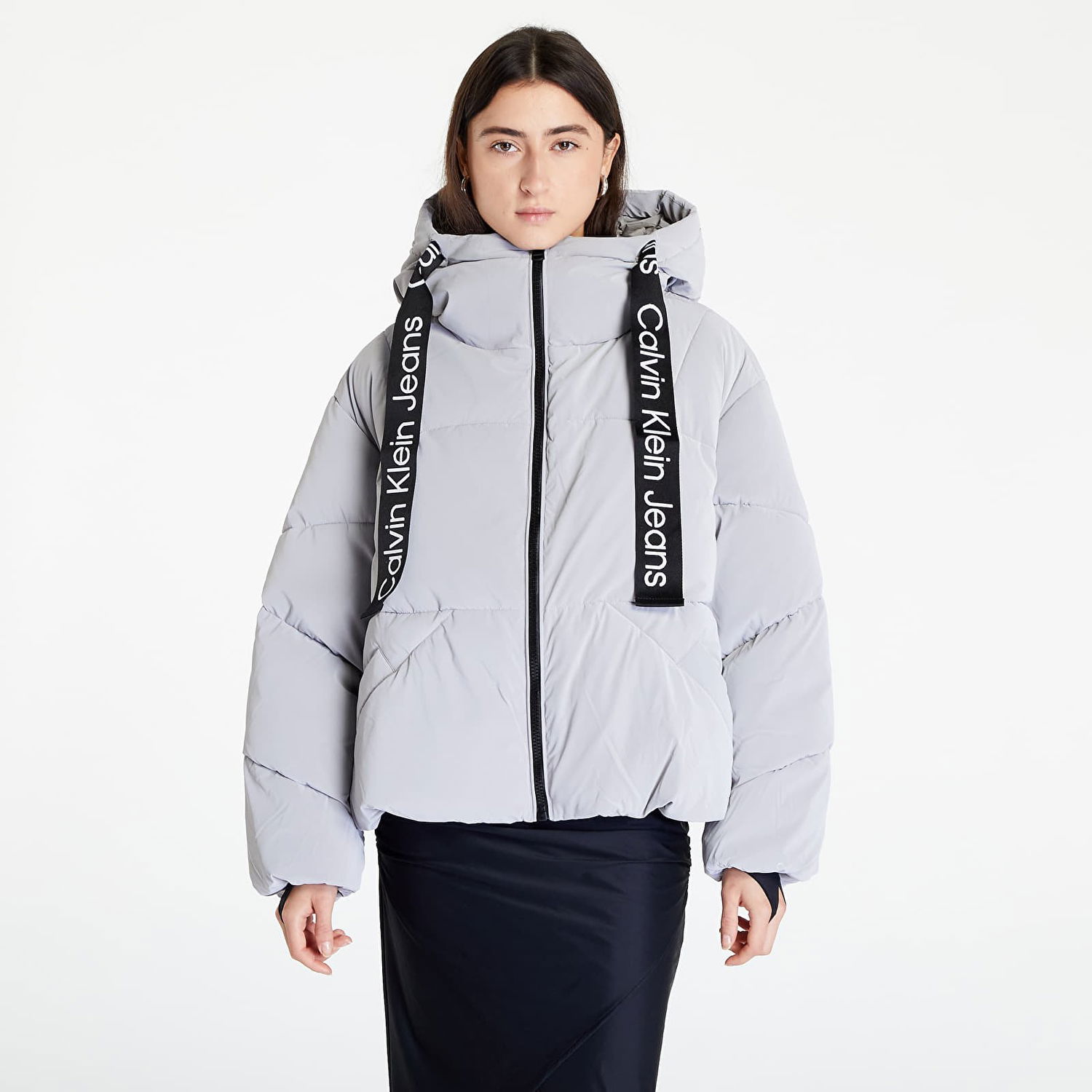 Puffer takki CALVIN KLEIN Long Drawcords Soft Harmaa | J20J220017 PQY, 0