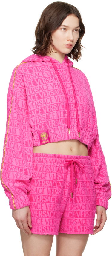 Huppari Versace Versace 'I Heart Baroque' Crop Velour Hoodie Musta | 1020144_1A14584, 4