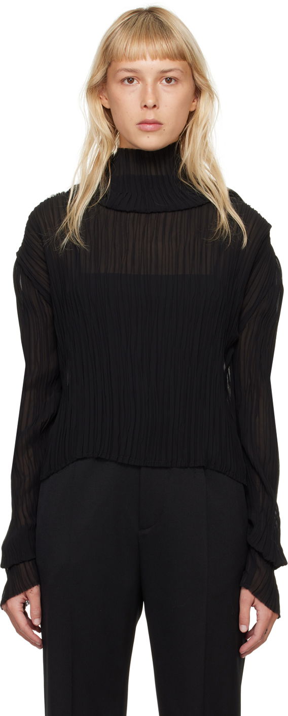 Villapaita Maison Margiela MM6 Pleated Turtleneck Musta | S52NH0012 S78565
