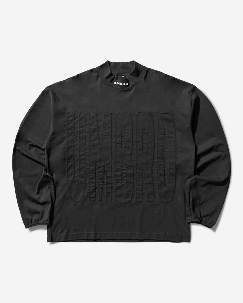 T-paita Umbro Acuto Mock Longsleeve T-Shirt with Embossed Logo Musta | UBMW0363JY105 BLK0020