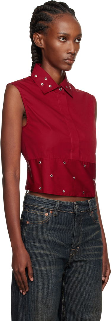 Crop top OUR LEGACY Sleeveless Collared Eyelet Crop Girdle Top Punainen | W4252GLR, 1