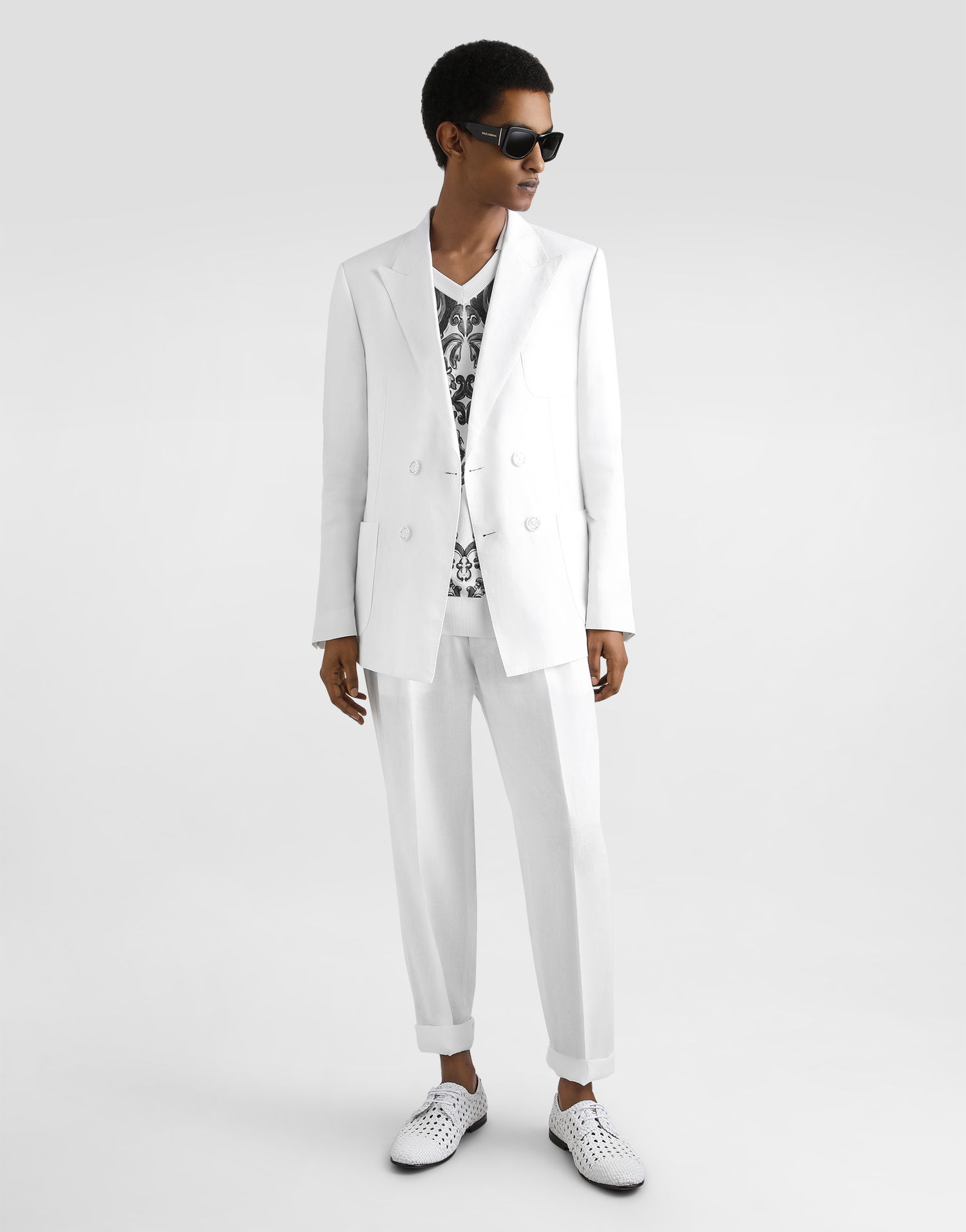 Takki Dolce & Gabbana Dolce & Gabbana Portofino Double-breasted Linen Jacket Valkoinen | G2NZ2TFU4JBW0111, 1