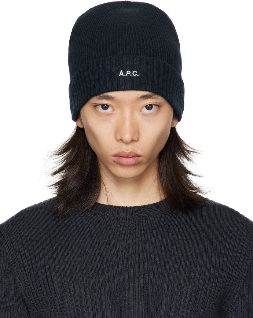 Pipo A.P.C. A.P.C. Colin Ribbed Knit Beanie Musta | WVBCZ-M25091