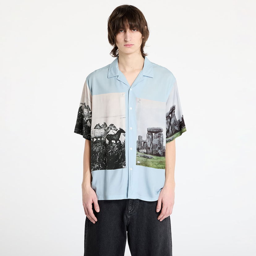 Paita Pleasures PLEASURES Stone Horse Button Down Shirt Sininen | P25SP022 BLUE