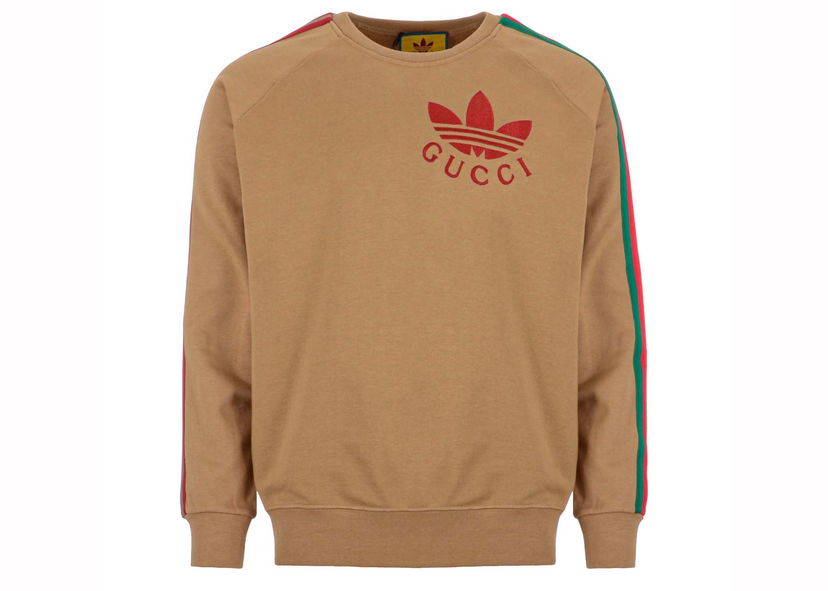 Huppari Gucci x Adidas Trefoil Sweatshirt Beige Ruskea | 691638 XJEML 2184