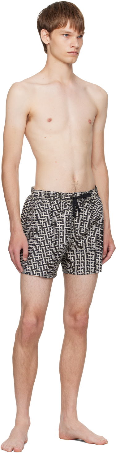 Uimapuvut Balmain Balmain Monogram Swim Shorts Beige | BWB671500, 3