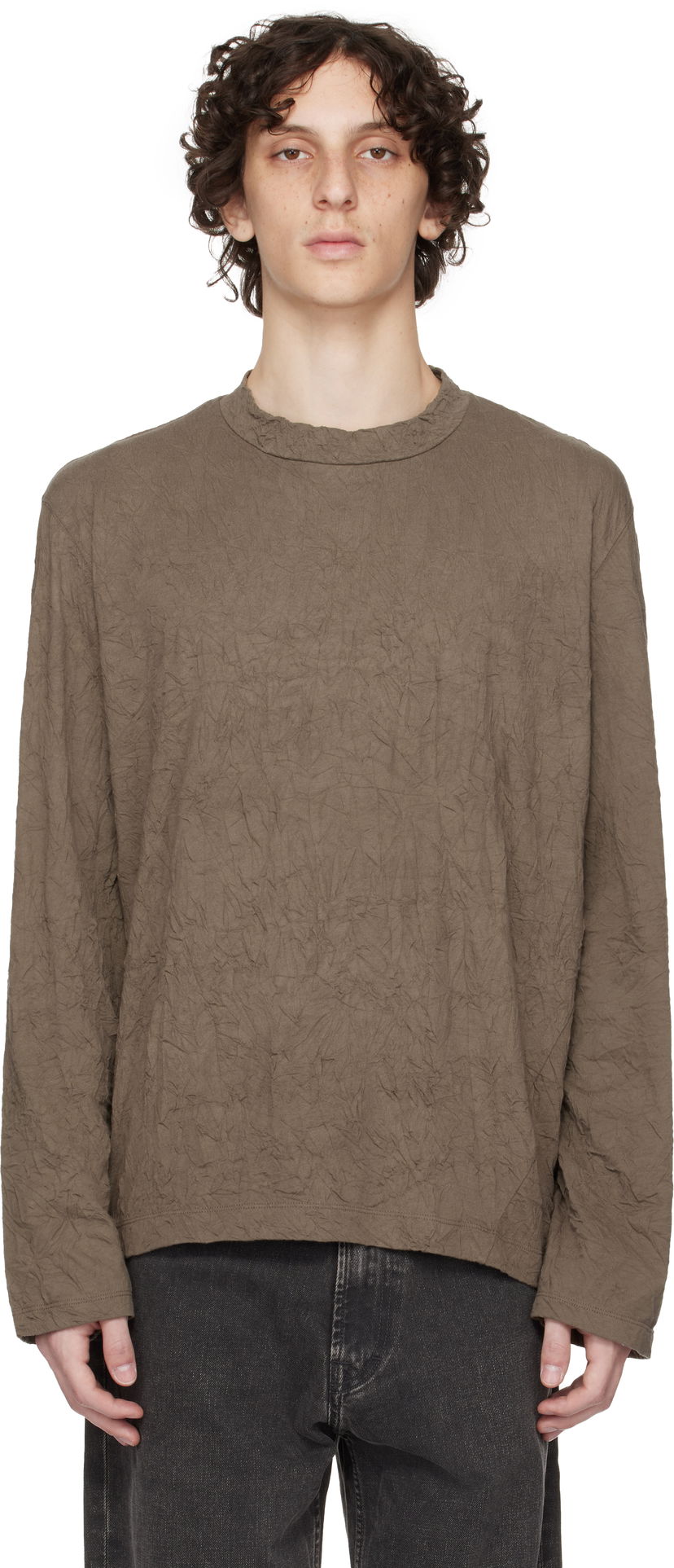 T-paita OUR LEGACY Our Legacy Big Longsleeve T-Shirt Ruskea | M2256BOC