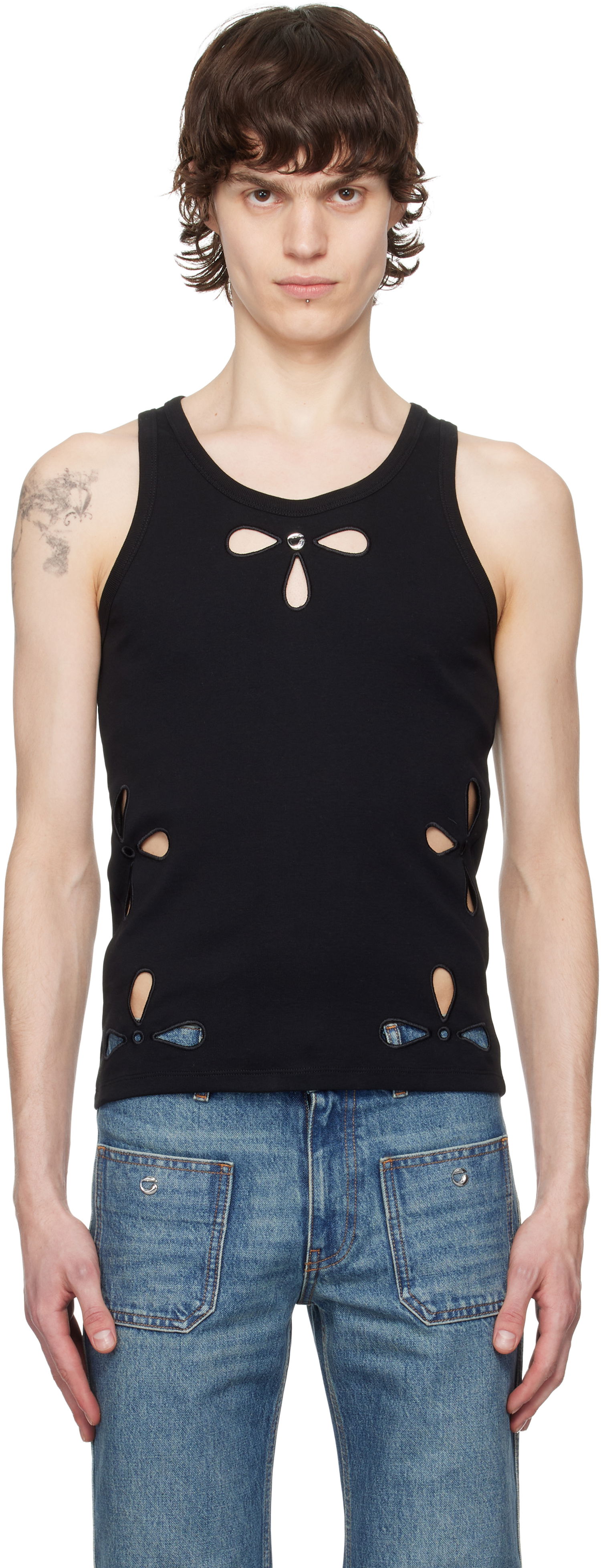 Tankkitoppi Coperni Coperni Petal Embroidered Tank Top Musta | COPJS123F5012MEN, 0