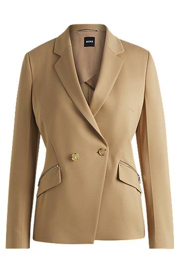 Takki BOSS Slim Fit Blazer with Zipped Pockets Beige | 50530885