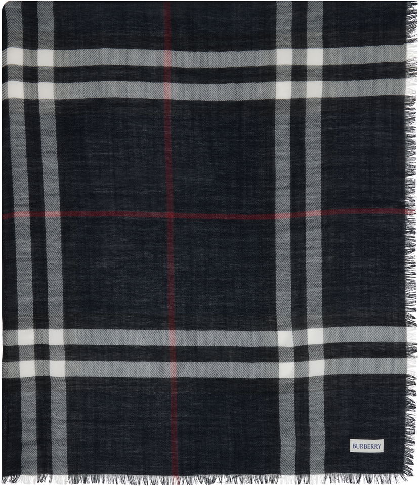 Huivi Burberry Burberry Wide Check Wool Scarf Tummansininen | 8110470