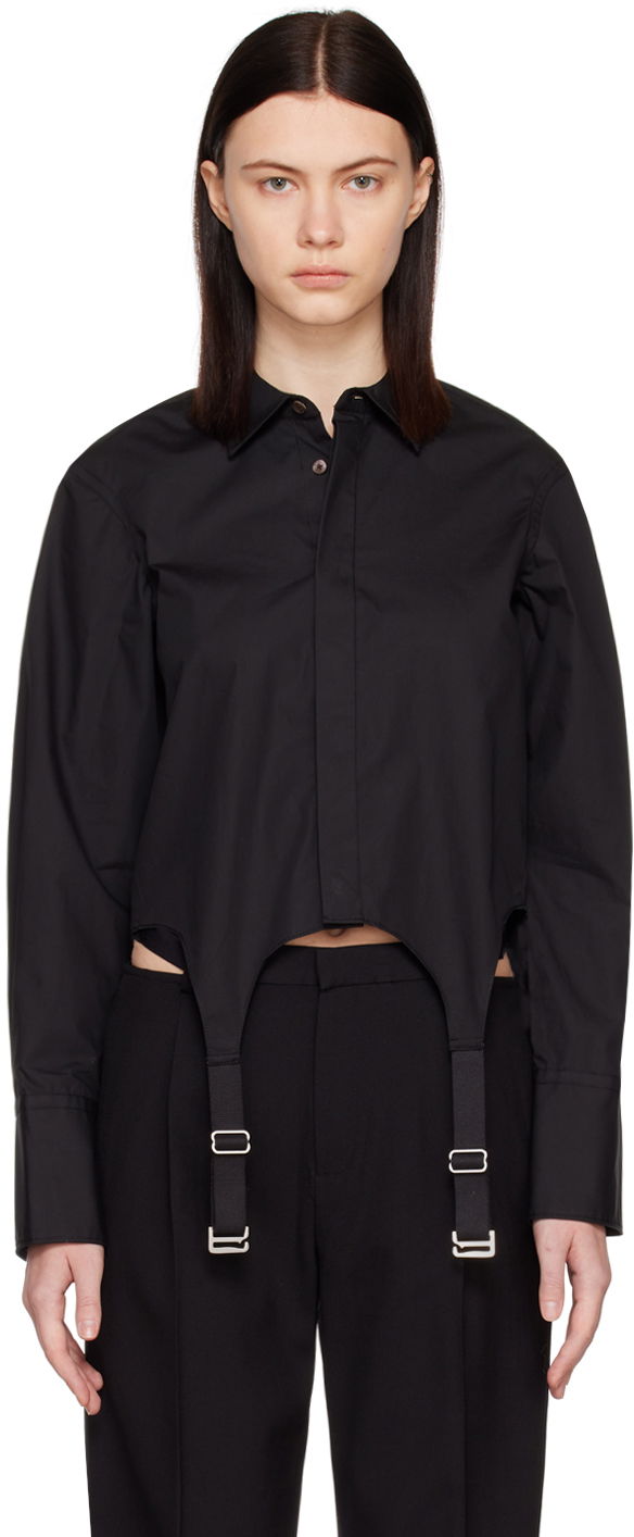 Paita Dion Lee Garter Crop Shirt Musta | C5029R23