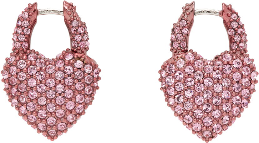 Korvakorut Balenciaga Balenciaga Minnie Heart Crystal Earrings Vaaleanpunainen | 811879 TZ63V