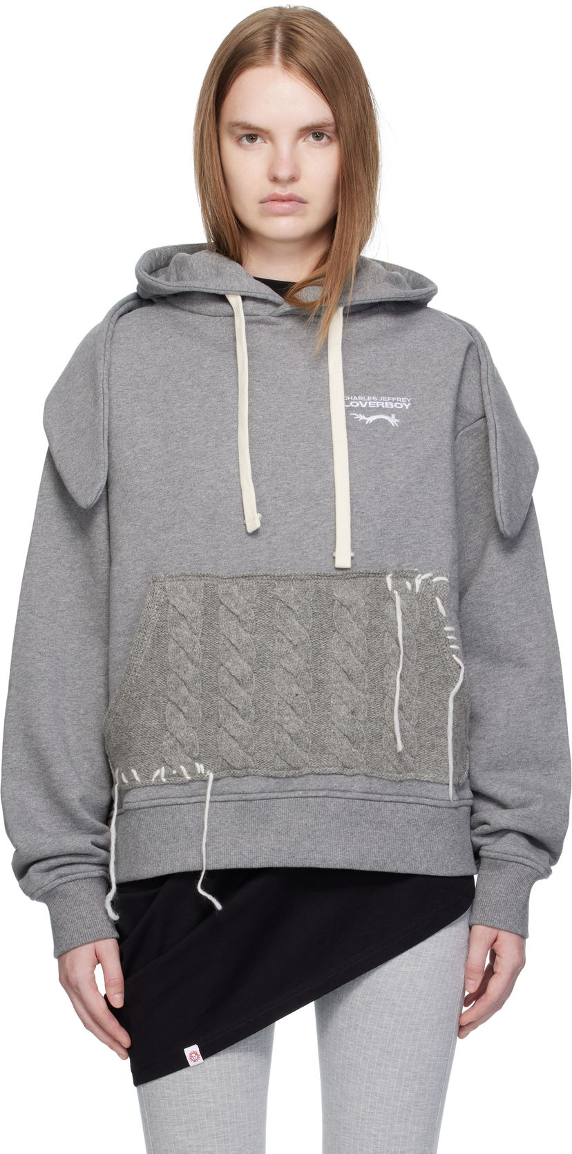 Huppari Charles Jeffrey Loverboy Charles Jeffrey LOVERBOY Patch Rabbit Ears Hoodie Harmaa | 52081002