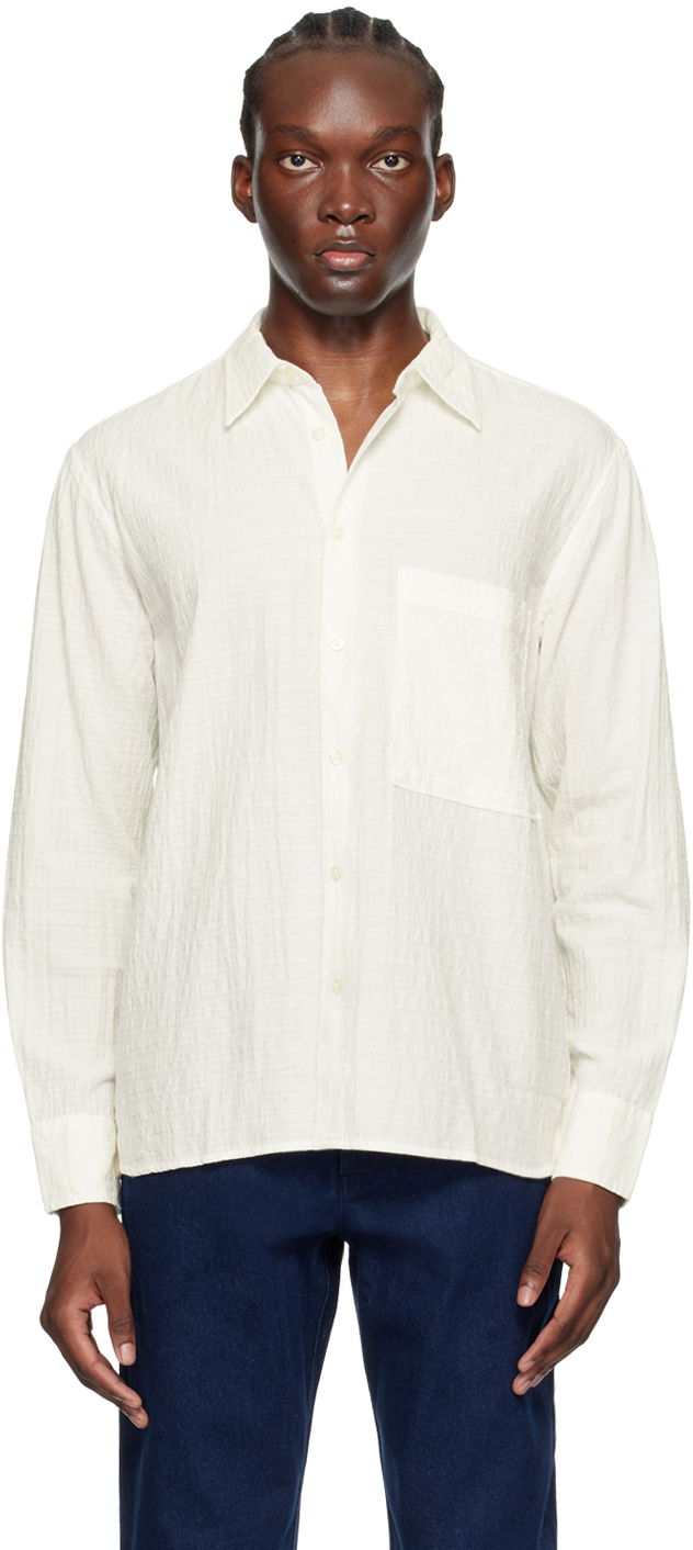 Paita Universal Works Universal Works Square Pocket Shirt Valkoinen | P3040