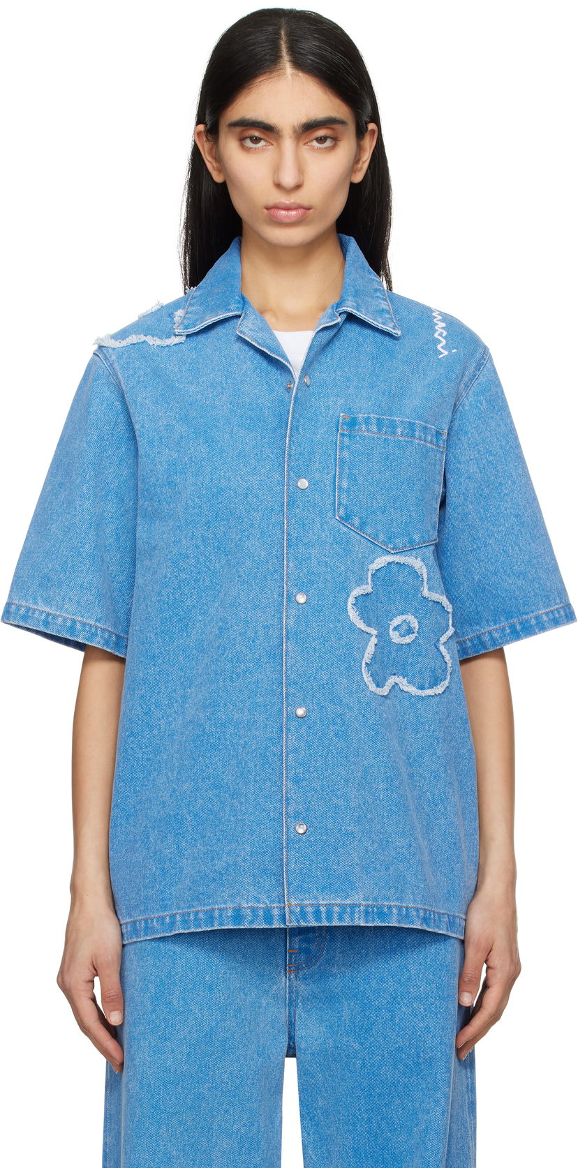 Paita Marni Marni Patched Denim Shirt Sininen | CAJD0614QS USCX34