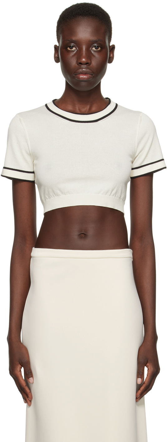 Crop top Max Mara Max Mara Uscio Cropped T-Shirt Valkoinen | 2411361042600