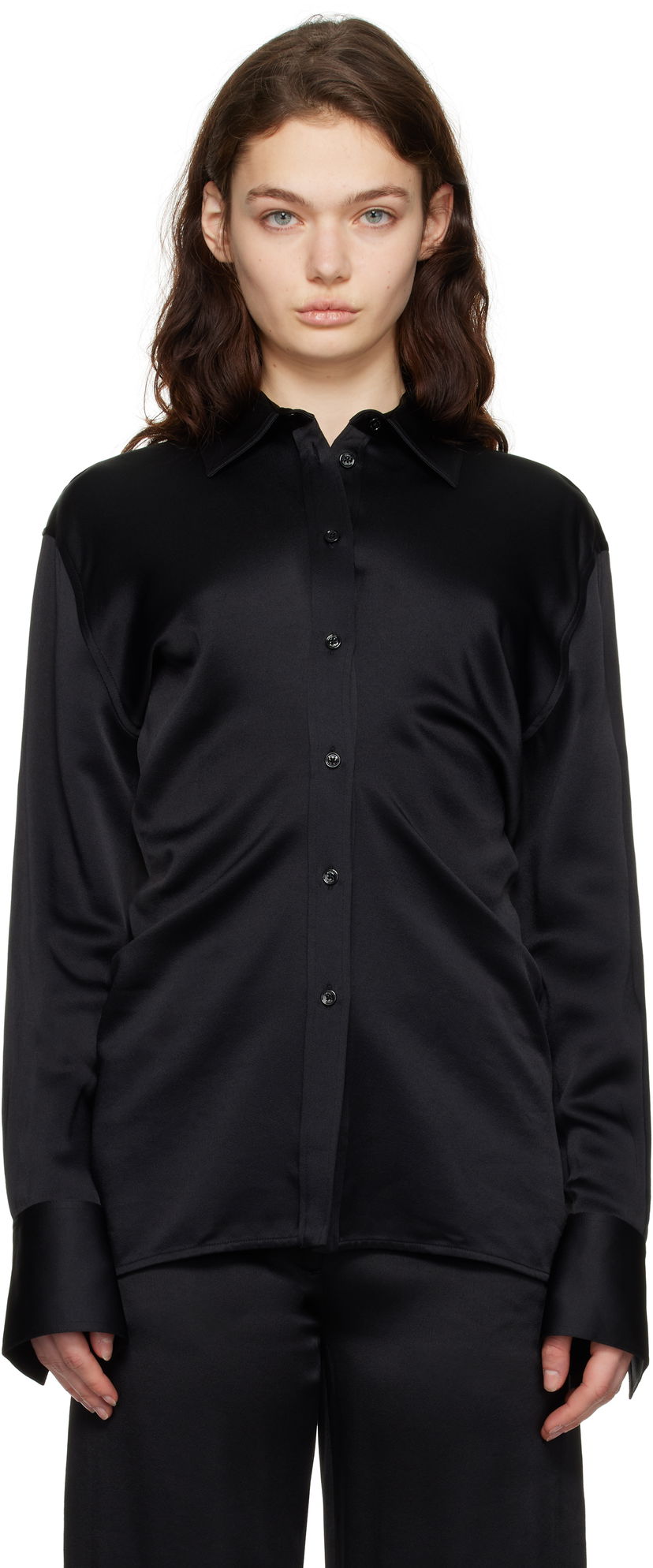 Paita TOTEME TOTEME Slouch Waist Button-Down Shirt Musta | 251-WRT4282-FB0344