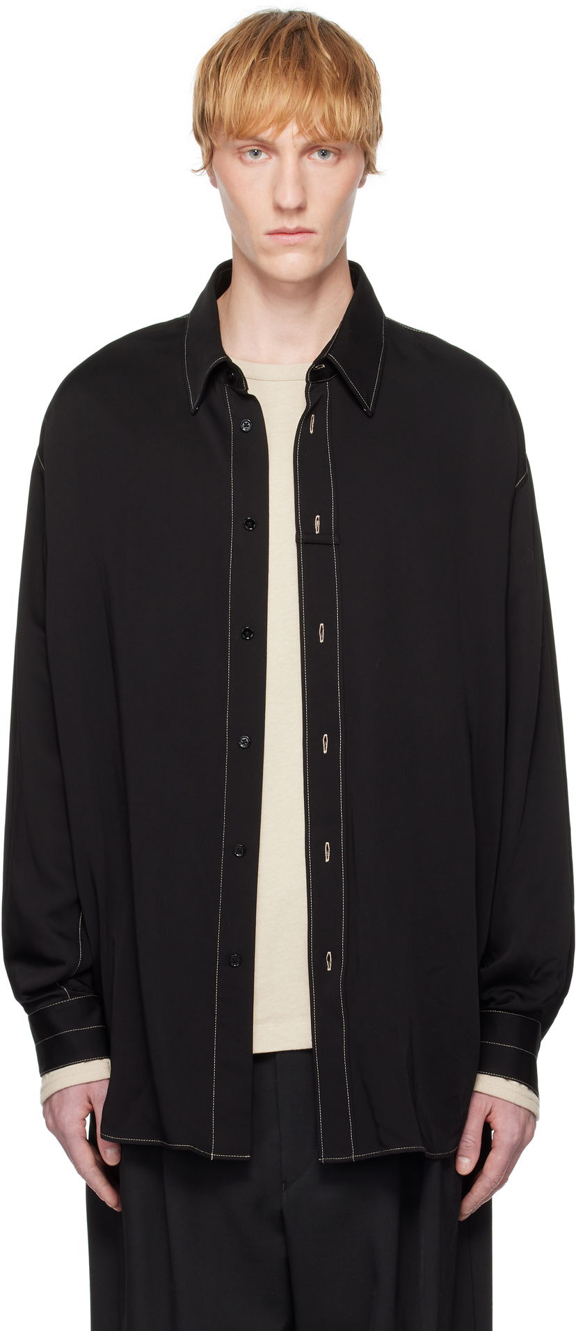 Paita LEMAIRE Lemaire Loop Button-Up Shirt Musta | SH1169 LF1392