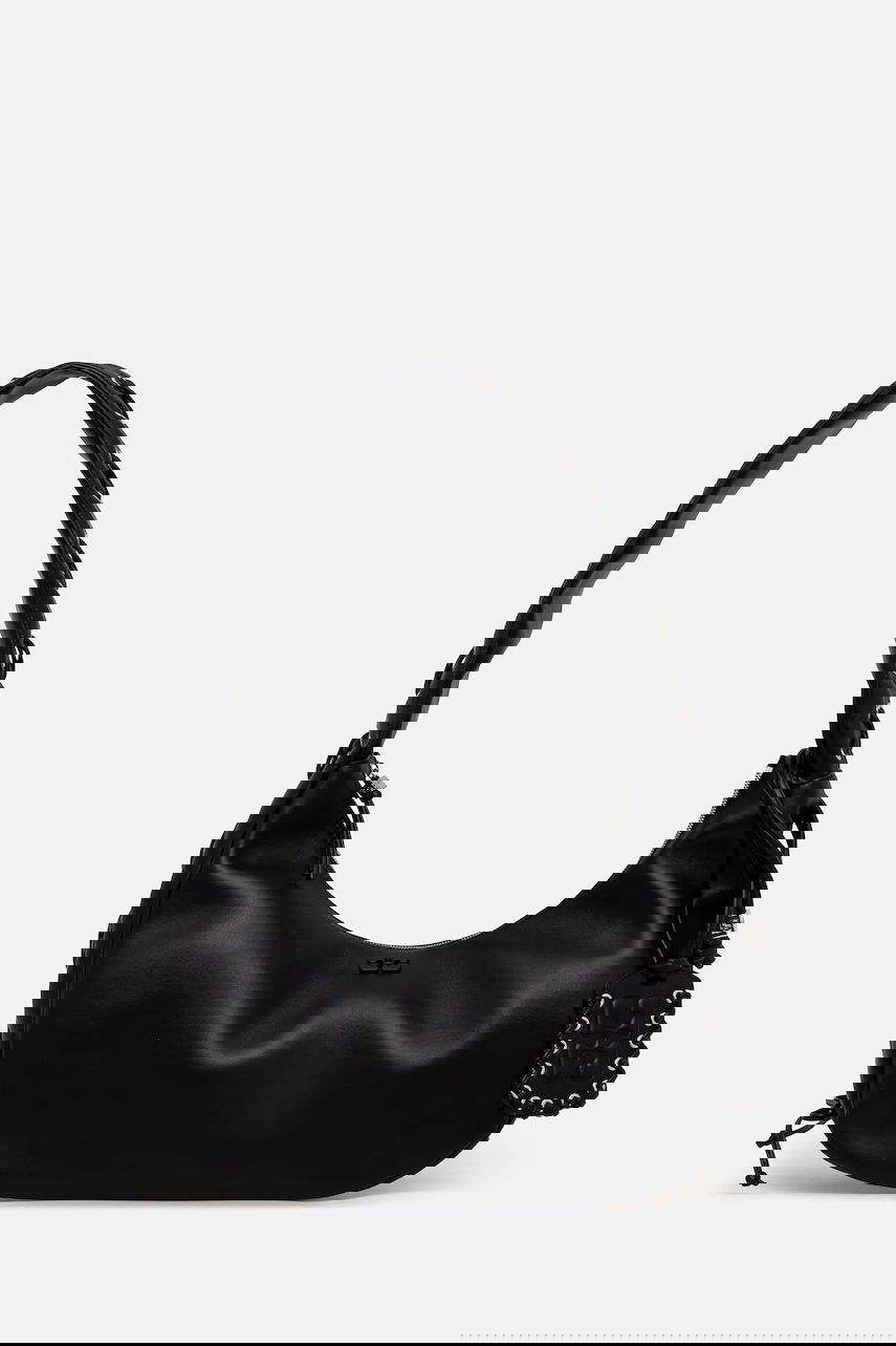 Käsilaukku GANNI Hobo Bag Medium Laces Musta | A7295, 0