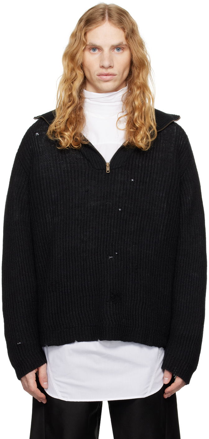 Villapaita Maison Margiela Shetland Knit Sweatshirt Musta | S67HL0008 M13024