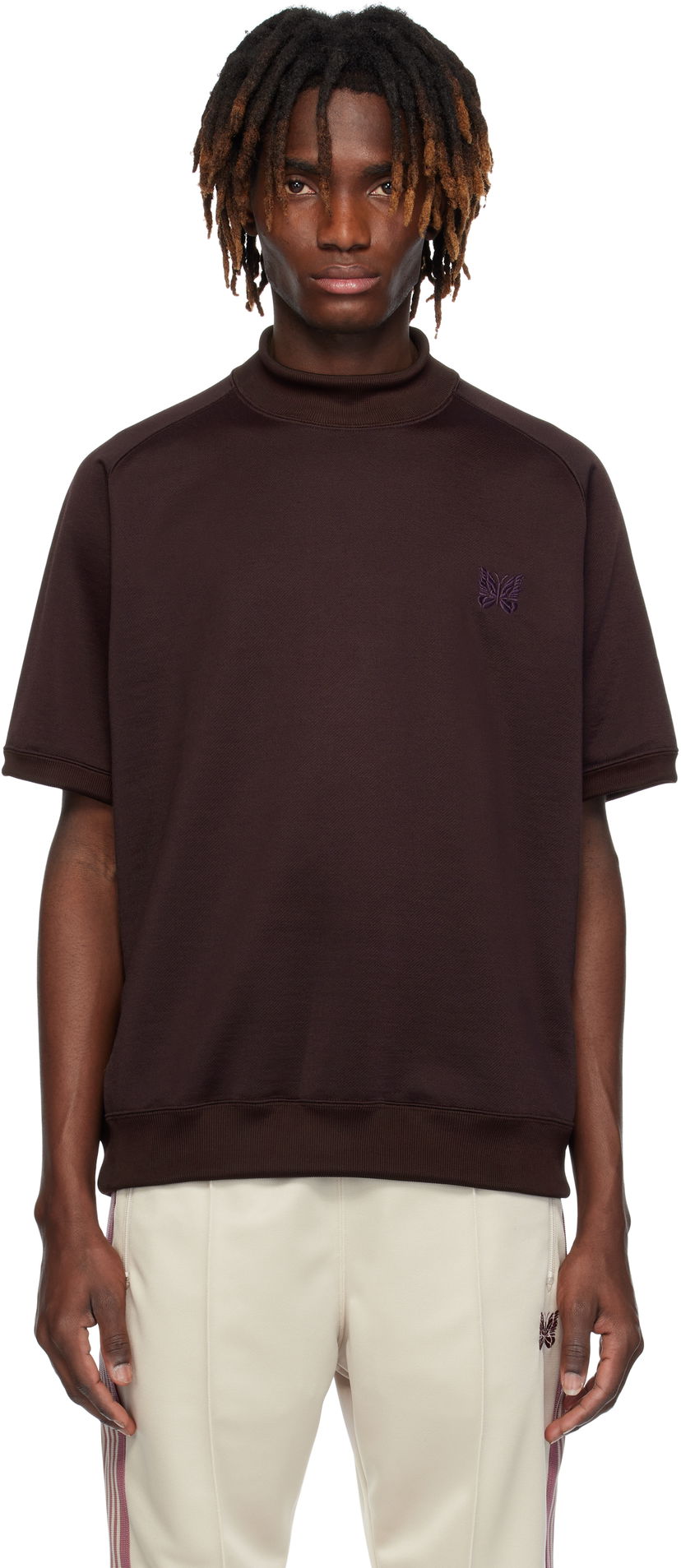 Villapaita Needles Needles Mock Neck T-Shirt Ruskea | QV339
