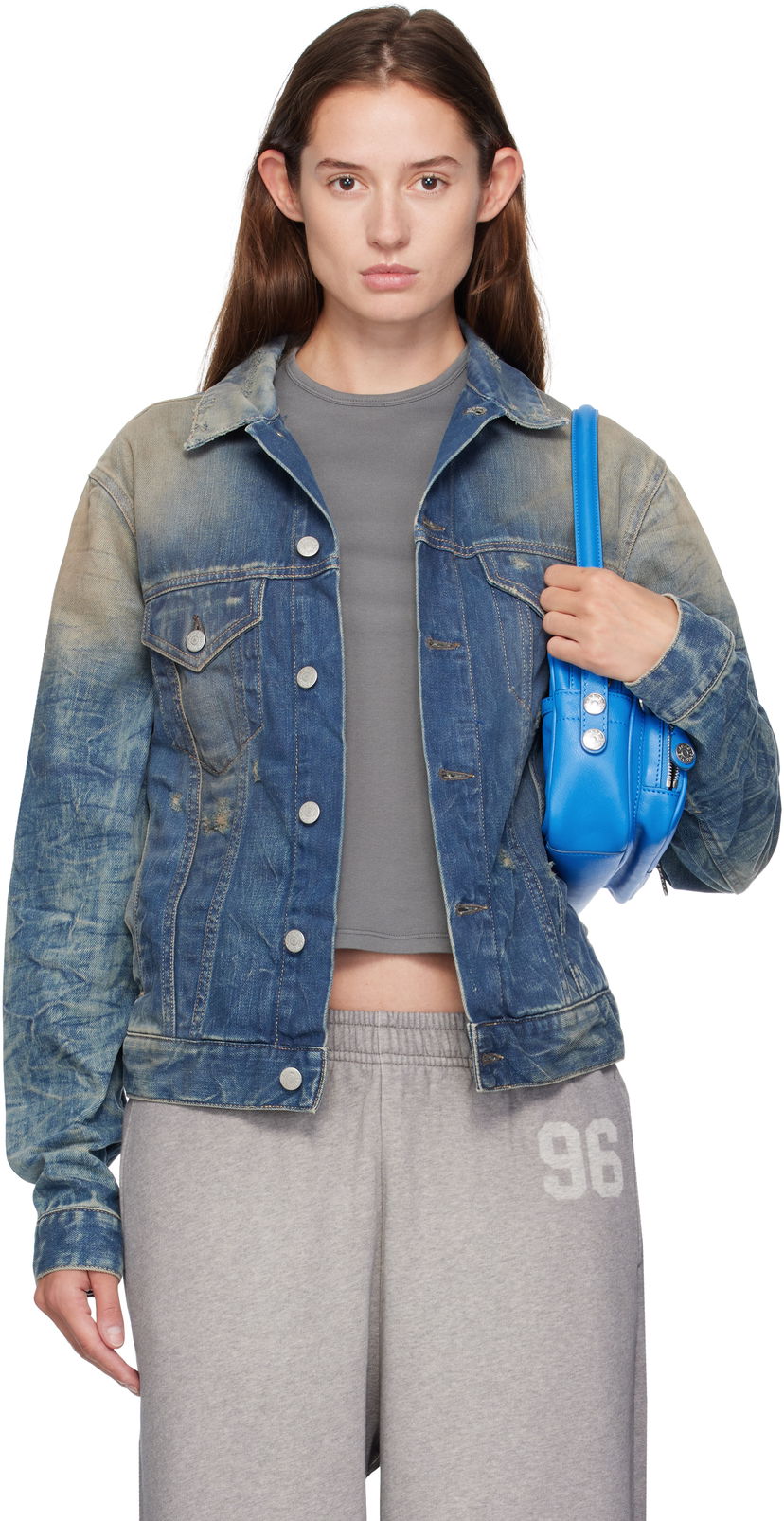 Takki Acne Studios Acne Studios Distressed Denim Jacket Sininen | C90196-