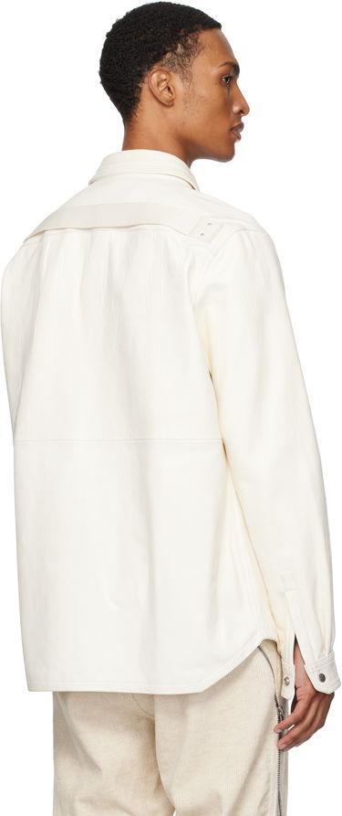 Takki Rick Owens Rick Owens Concordians Leather Overshirt Valkoinen | RU02E1744 LBH, 2