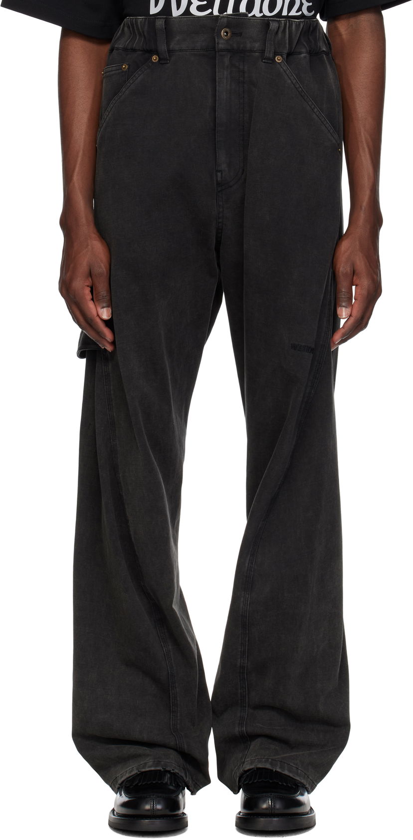 Cargo housut We11done We11done Twisted Work Trousers Musta | WD-TA0-25-723-U-BK