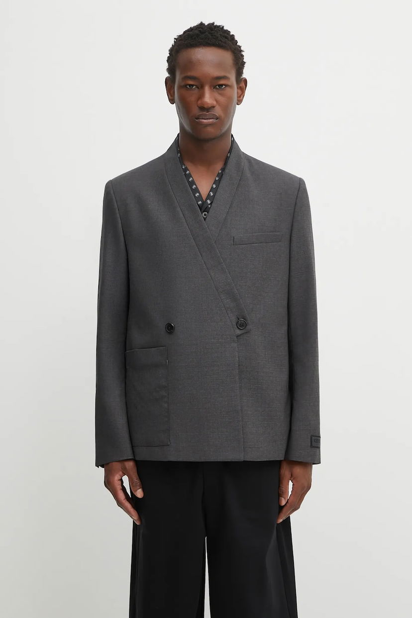 Takki KENZO Kenzo Weave Adjusted Kimono Tailored Blazer Harmaa | FF65VE1459ID
