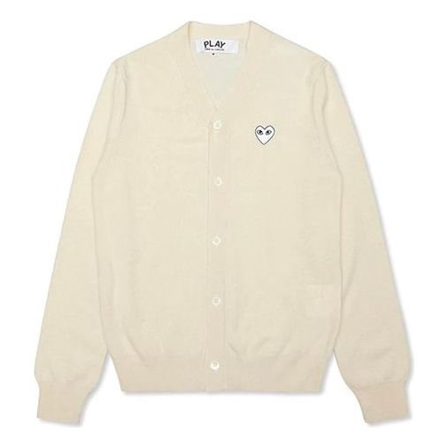 Villapaita Comme des Garçons Play Emblem Cardigan Valkoinen | AZ-N066-051-3