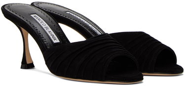 Asusteet Manolo Blahnik Manolo Blahnik Pirua Suede Heeled Mules Musta | 423-1671, 3
