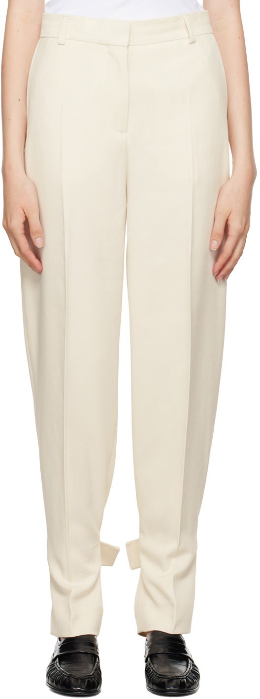 Housut TOTEME TOTEME Buckled Slouch Trousers Beige | 244-WRB0213-FB0315