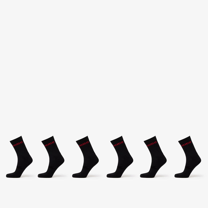 Sukat BOSS Hugo Rib Logo Sock 6-Pack Black Musta | 50510187-001