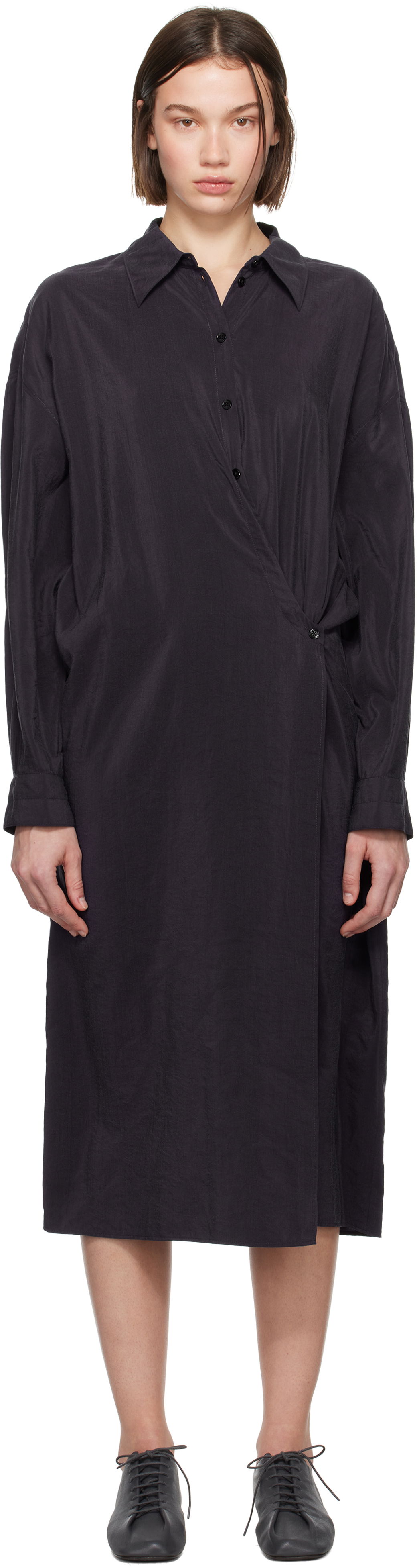 Mekko LEMAIRE Straight Collar Twisted Dress Musta | DR1092 LF1308, 0