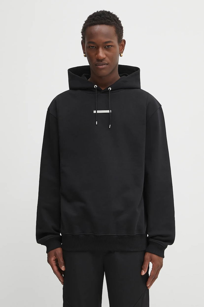 Huppari HELIOT EMIL Plain Cotton Hooded Sweatshirt Musta | PREAW25.M.08.077.BLK01
