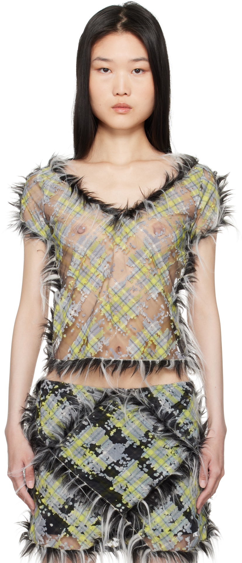 Tankkitoppi Diesel Sheer Plaid Print T-shirt Vihreä | A16506 0CLBX
