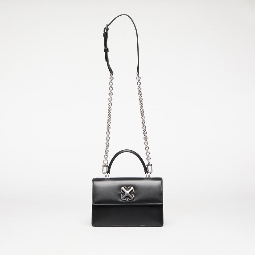 Käsilaukku Off-White Jitney 1.4 Black Leather Top Handle Bag Musta | OWNP050C99LEA0011072