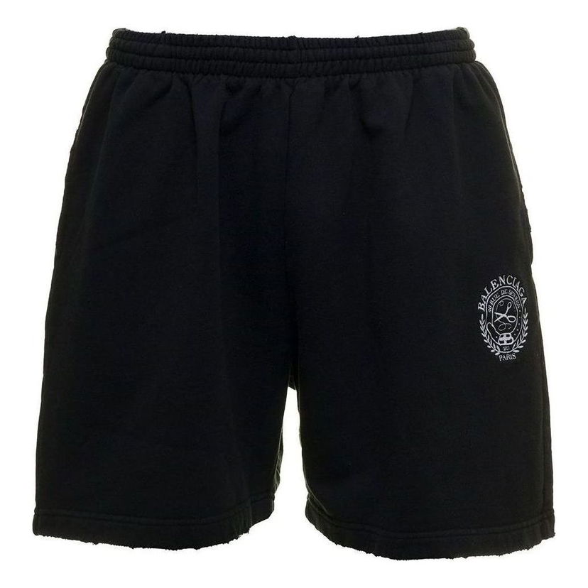 Shortsit Balenciaga Logo Brushed Sweat Shorts Musta | 676137TMVA39034